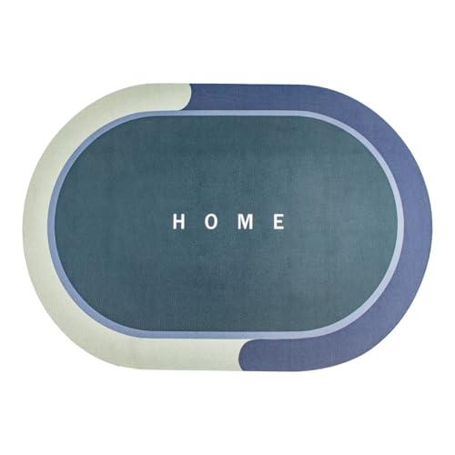 Tapete Home Azul Camurça Emborrachado Porta Casa Apartamento