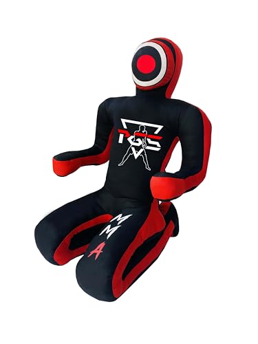 PGS Grappling Dummy for Wrestling Brazilian Jiu Jitus MMA Punching Bag Judo Karate Practice Martial Arts Training Boxing Self Defense Dummy – UNFILLED (Black Red, 6FT (70 Inches))