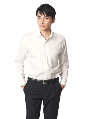 [ユナイテッドアローズ グリーンレーベル リラクシング] コットン フレンチツイル ワイドカラー ドレスシャツ -形態安定- 31111360002 0160 WHITE(01) M-L(40cm)