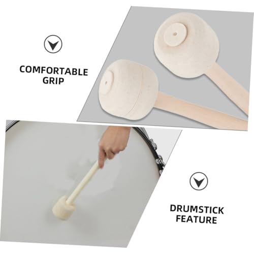 ERINGOGO Beginner to Pro: 2 baquetas de madera con cabeza de fieltro para tambores de marcha y práctica de banda miniatura 3