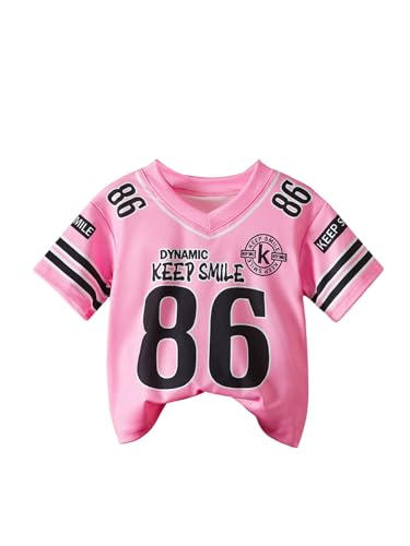SHENHE Toddler Girl's Jersey Shirt Cute Graphic Number Print Short Sleeve Preppy Sports Football Tshirt Tops
