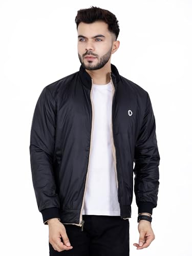 Image of Dollar Full Sleeves Bomber Jacket for Men | TPU Men's Standing Collar Lightweight Winter Jacket, Regular Fit