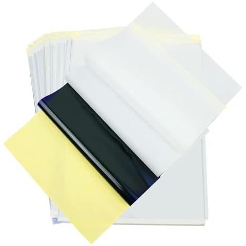 Tattoo Transfer Paper, 50 Sheets Tattoo Stencil Paper, Stencil Paper for Tattooing - A4 Size, 4 Layers Thermal Transfer Paper DIY Tattoo (50PCS) Cover