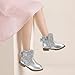 PANDANINJIA Girls Boots Toddler Kids Fashion Short Ankle Dress Bow Booties with Side Zipper Boots(Silversequin 7 M US Toddler)