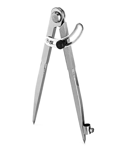 QWORK Diviseur d'aile de marquage de 200 mm, boussole en cuir avec porte-stylo, boussole pointue pour géométrie, dessin