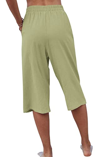 Image of Veatzaer Women's Elastic Waist 3 /4 Capri Harem Pants with Pockets Casual Loose Solid Yoga Trousers S-XXL