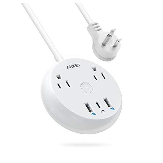 Anker USB C Power Strip with Power Delivery, PowerStrip Pad, 2 Outlets and 42W 3 USB (2 USB-A, 1 USB-C) with 5-Foot Extension Cord, Compact Travel Size, for MacBook Pro, iPad Pro, iPhone and Galaxy