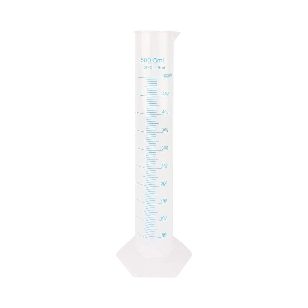 Cylindres de mesure, cylindre gradué en plastique de 500 ml avec bec verseur, tube de liquide d'essai en laboratoire transparent pour les projets scientifiques, fournitures de