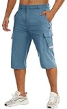 TACVASEN Cargo Hiking Shorts for Men Long Shorts Below Knee Capri Pants Stretch Quick Dry Lightweight Gym Travel Summer Casual