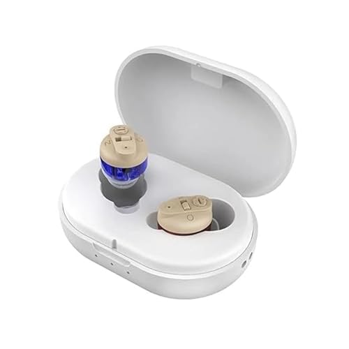 Image of Balson AG-7901 Rechargeable Hearing Aids - Clear Sound, Sleek Design, Magnetic Charging - Ideal for Seniors for Both Ear in Red and Blue Color (With Dry Kit)