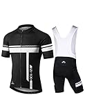 INBIKE Fahrradtrikot Herren Kurzarm Damen Fahrradbekleidung Männer Set Kurz Fahrrad Trikot und Brace Radlerhose mit Sitzpolster(Weiß, L)