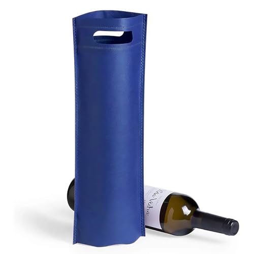 VINAK Pack de 10 | 50 | 100 | 200 Bolsas de Botella de Vino o Champagne en Tela no Tejida (Non-Woven) termosellado de Alta Resistencia con asa | Bolsas perfectas para Regalo