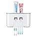 Yewclls Zahnbürstenhalter - Zahnbürstenhalter Wand und Zahnpastaspender Set für Kinder und Erwachsene, 2 Zahnpastaspender Automatisch mit 5 Zahnbürstenschlitze und 4 Tassen, Ohne Bohren
