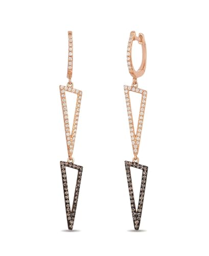 LE VIAN �`���R���[�g �_�C�������h �g���C�A���O�� �`���[�� �_���O�� �h���b�v �C�������O �����p - 14K ���[�Y�S�[���h (H-I �u���E���ASI2-SI3�A0.59 cttw) �q���W�t���t�[�v�C�������O �����p