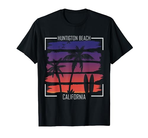 Surfen Huntington Kalifornien Palmen Surfen Urlaub T-Shirt