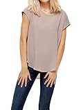 blusen knitterfrei rollen Einfarbig ONLY Damen Einfarbige Kurzarm Bluse  Basic Rundhals Ausschnitt  Blusen T-Shirt Blouse Oberteil ONLVIC, Farben:Altrosa, Größe:42