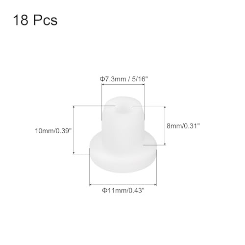 Image of MECCANIXITY 18pcs T-Shaped Silicone Plugs 7.3mm 5 /16 Inch Dia Snap in Plug Hole Seal Cover Round Rubber Stopper for Kitchen Rubber Bulkheads Waterproof Sealing Plugs White