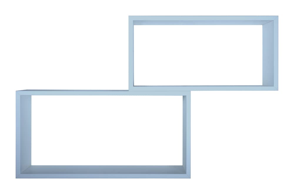 MODULARREDO | BIS RETTANGOLO BISLUNGO Set di 2 Mensole da Muro, Pensile Bagno, Mensola da Parete, Scaffale da Parete, Blu Baltico, 70x35 p20 cm e 60x30 p20 cm - Made in Italy