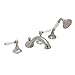 Country Double Handle Bath Roman Tub Faucet with Lever Handle and Single Function Hand Shower Finish: Satin Nickel