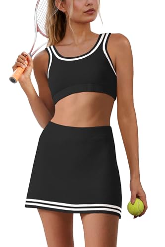 Panadila Womens 2 Piece Skirt Set Workout Outfits Tennis Skorts