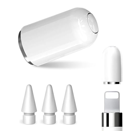 NOPKESV 3 piezas Puntas para Apple Pencil,Tapa Magnética,Adaptador de Carga,Funda Protectora de Silicona y Juego de Puntas de Repuesto para Apple Pencil 2 y 1 Generación,apple pencil tips (Blanco)
