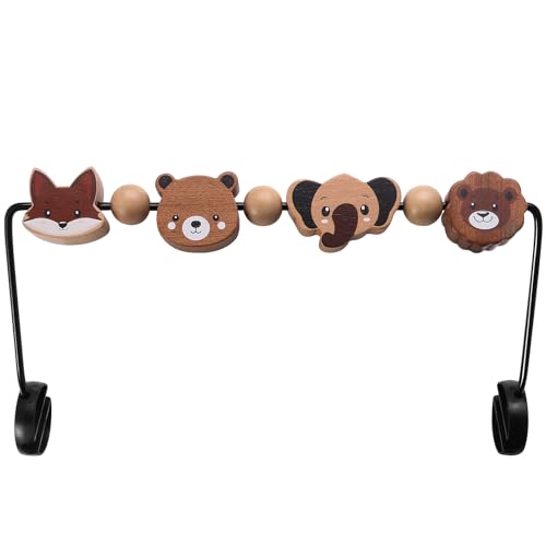 Image of CRCAMPUN Baby Bouncer Toy Bar Compatible with Baby Bjorn Bouncer, Wooden Toys Attachment Easy to Attach and Remove Sensory Toys for Babies All Ages Christmas Toddler Gifts - Animals