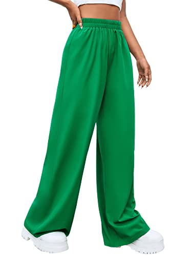 Floerns Women's Casual High Waisted Pleated Wide Leg Palazzo Pants Trousers