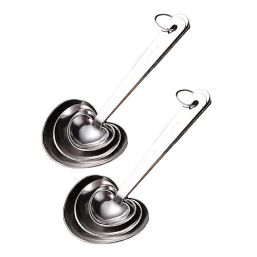 LEDMOMO 2セット ハート型ステンレス計量スプーン キッチン用調味料スプーン 粉末 液体対応 精密目盛付き 料理 ベーキングに