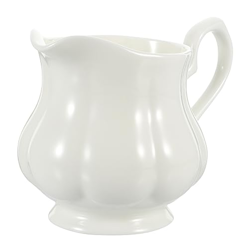Cabilock Classic Ceramic Sauce Pitcher Creamer with Handle for Milk Syrup and Sauces for Dressings and Warmed Contents Easy to Clean and Store