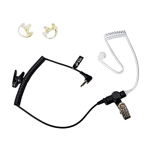 TWAYRDIO Walkie Talkie 3.5mm Auricular Tubo de Aire Encubierto Auricular con un par de Earmold Medio para 1 Pin Radio bidireccional Motorola Kenwood Vertex Yaesu Altavoz Mic Cover