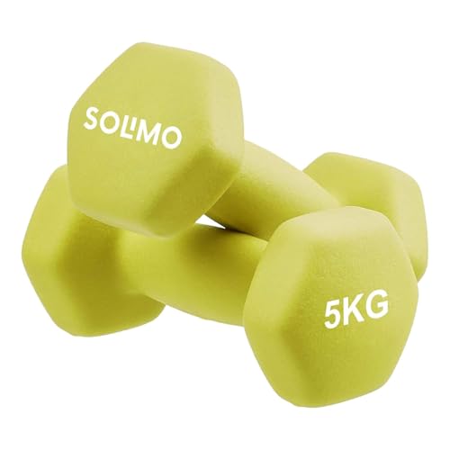 Image of Amazon Brand - Solimo Neoprene Dumbbell 5 Kg, Set of 2 (Green)