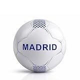 Balón de Fútbol Talla 5 (22 cm) – Diseño Deportivo Niños, Jóvenes Adultos – Resistente Antideslizante – Ideal para Entrenamiento y Partido en Césped, Calle ,Campo Sintético (Blanco y Azul MADRID)