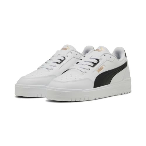PUMA Shuffle Downtown Sneaker, Unisex, Weiß/Schwarz/Gold, 13 UK – Ansicht 6