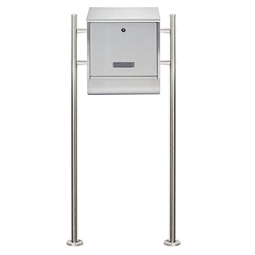 Preisvergleich Produktbild MCTECH® Briefkasten Doppelrohr Standbriefkasten Gebürstetes Edelstahl Postkasten Mailbox Zeitung Wandbriefkasten Post Briefkastenanlage mit Zeitungsfach Doppelrohr Standbriefkasten (A ,300*110*400mm)