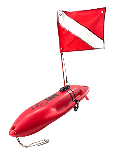 SPEARFISHING WORLD Lifeguard Float Buoy Rescue Can with Legal Dive Flag for Spearfishing Diving Freediving Water Sports and Scuba