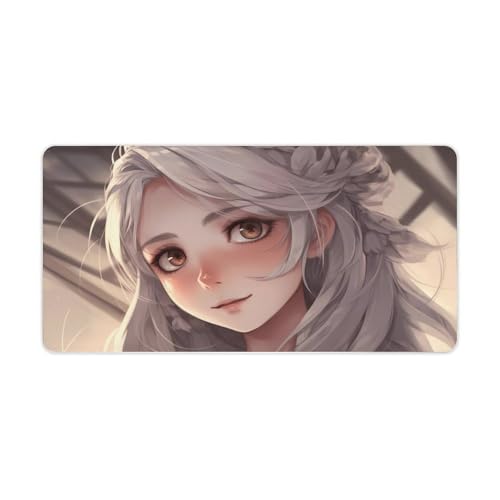 Protector de escritorio White Hair Anime goma blanco 30x60cm miniatura 1