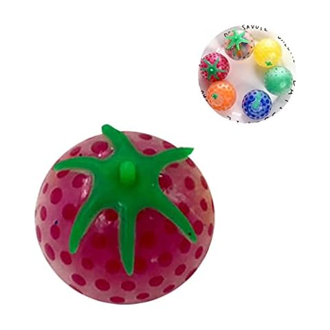 huiouer Multicolor Strawberry Fruits Ball, Squishy Pressing Kneading Stress Balls, Decompression Stress Relief Toy Cover