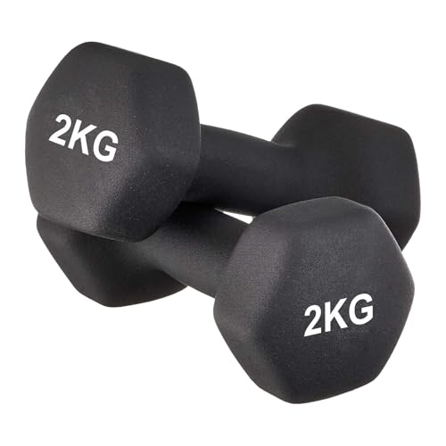Image of AmazonBasics Neoprene Dumbbell 2 Kg, Set of 2 (Black)