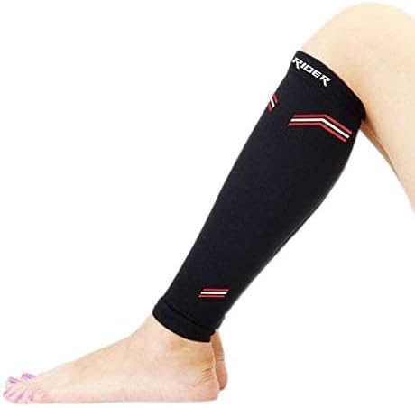 PRO GYM Calf Compression Leg, Runner Compression Socks, Anterior Tibial Stress Syndrome, Varicose Vein and Calf Pain Relief, Ideal Protection for Running, Cycling, Maternity (M, BLACK)