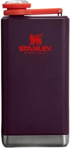 Image of Stanley Adventure Pre-Party Flask 8 oz | Leakproof Hip Flask | Hinge Connected Never Lose Cap | Insulated Stainless Steel Liquor Container | BPA-Free | Plum (Pack of 6)