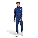 adidas Herren SPORTSWEAR BASIC 3 STRIPES TRICOT TRACKSUIT, Dark Blue, L