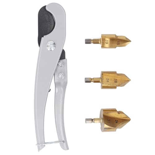 3Pcs PPR Lifting Drill Bit Set for Plastic Water Pipes, Stepped Drill Bits with Pipe Cutting Machine, Durably Bearing Steel Construction, 15 31mm Diameter Range, Ideal for PPR Pip