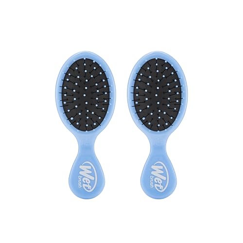 Wet Brush Detangling Brush, Mini Detangler (Sky), Wet & Dry Tangle-Free Hair Brush for Women & Men, No Tangle, Soft and Flexible Bristles for Straight, Curly, and Thick Hair (Pack of 2)