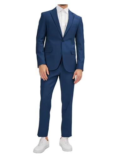 Kromoc Men's 2-Piece Notch Lapel One Button Suit Casual Wedding Prom Jacket Pants