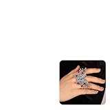 Xerling Crystal Big Butterfly Ring Multi Color Rhinestone Statement Ring Colorful Finger Ring Aesthetic for Women Cocktail Party (Blue)