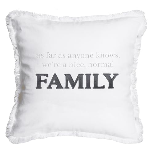 Pavilion Gift Company - Normal Family - Throw Pillow Cover, 18x18, Decorative Square Family Throw Pillow Cover, Housewarming Gifts, Home Decor for Sofa, Couch, Bed, Chair, 1 Count, White