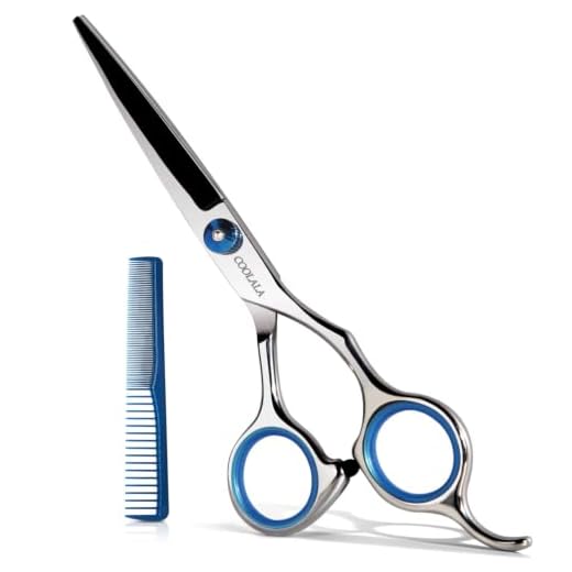 COOLALA Stainless Steel Hair Cutting Scissors 6.5 Inch Hairdressing Razor Shears Professional Salon Barber Haircut Scissors, One Comb Included, Home Use for Man Woman Adults Kids Babies
