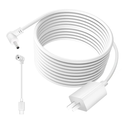 Power Adapter Compatible Ring Camera 17Ft Type C Power Cable -White (USB Port)
