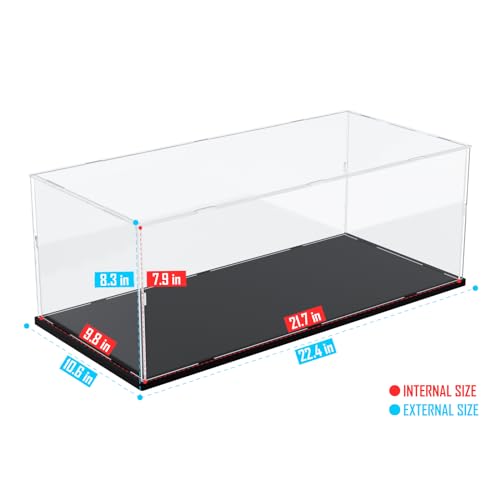 Image of Choowin Acrylic Display Case for Lego Batmobile 76328 for Lego Peugeot 42156 42125 21054 for Lego Car Display Thickened Clear Acrylic Display Cases for Collectibles Assemble Dustproof(Black Base)
