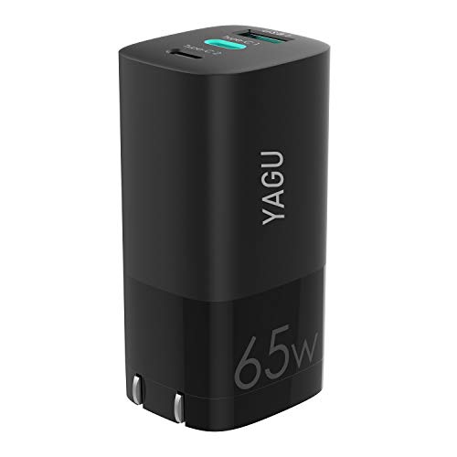 YAGU PD 充電器 Type C 急速充電器 65W USB-C GaN(窒化ガリウム)採用 3ポート 折畳式 PSE認証済 iPhone 12 / 12 Pro / 12Pro Max/iPhone 12Mini /iPhone 11 / 11 Pro / 11 Pro Max/XR/Galaxy S10 / S10+ その他USB-C機器対応